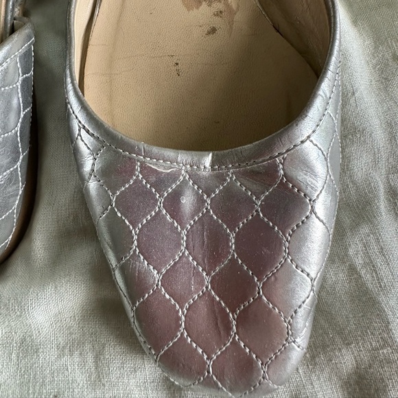 Vintage Jimmy Choo D’Orsay silver quilted leather slip on shoes - Picture 4 of 6